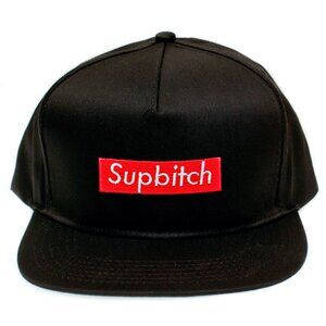 Supbitch Funny Hat One Size Flat Bill Cap Unisex Black